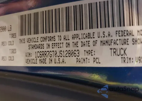 2018 Ram 1500 Slt 4X4 6'4 Box z USA, uszkodzony, nr VIN 1C6RR7GT0JS128063